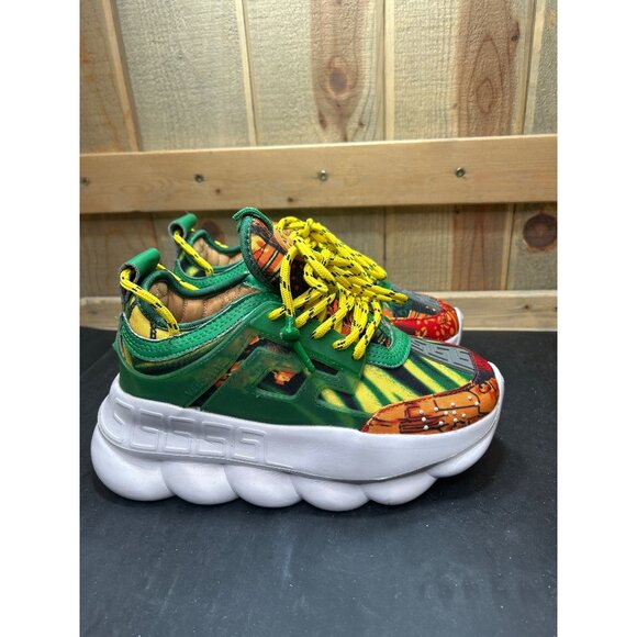 Versace Chain Reaction Sneakers EU37 US7 Multicolor Green Red Yellow - Picture 1 of 10